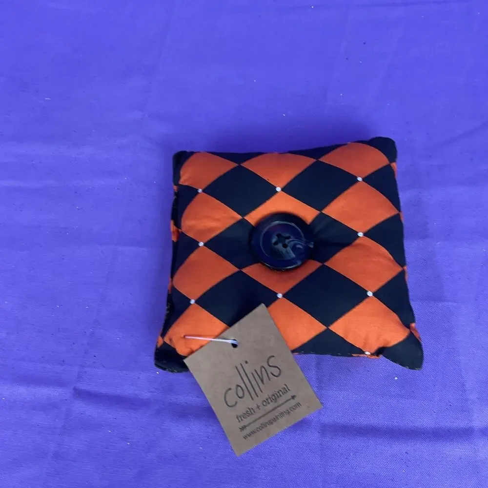 Collins Fresh Original Halloween Mini Pillow Decor Orange Black Argyle Center